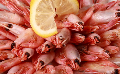 Image showing shrimp with lemon close up