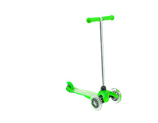 Image showing children green scooter isolated on white.