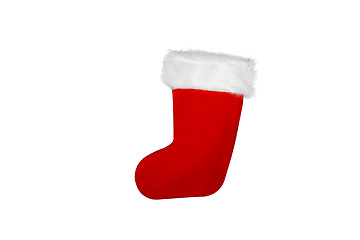 Image showing Santa's red stocking. Concept of christmas or holiday.