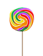 Image showing Colorful spiral lollipop isolated on white background