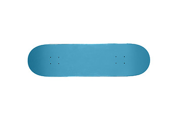 Image showing A blue skate board on a white background