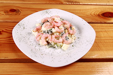 Image showing background of prawns fish with salad