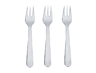 Image showing shiny silver forks isolated