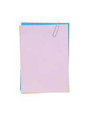 Image showing Blank note paper and paper-clip. Isolated