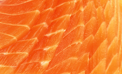 Image showing Fresh red salmon texture. Closeup