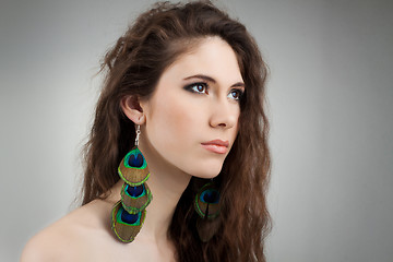 Image showing beautiful girl with earrings 