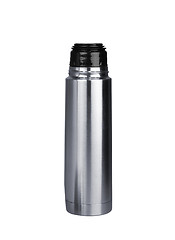 Image showing thermos with chrome cap. studio isolated