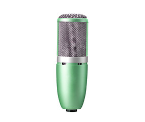 Image showing green microphone on a white background