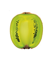 Image showing Half a kiwi fruit over white.