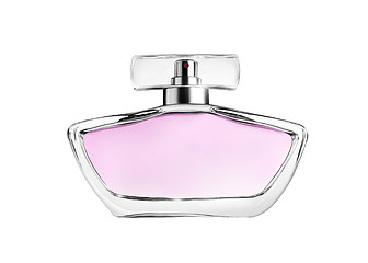 Image showing close-up bottle of perfume isolated on white