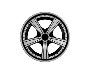 Image showing Car tire with rim on a white background
