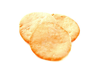 Image showing salty  bread over white background