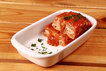 Image showing lasagna on dish