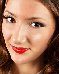 Image showing beautiful face of glamour girl with red lips