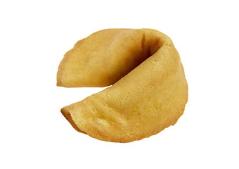 Image showing Photo of an isolated fortune cookie on a white background.