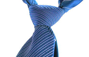 Image showing blue striped necktie on a white background