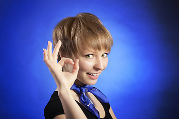 Image showing Beautiful happy portrait of an young adult blonde woman