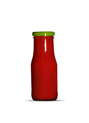 Image showing Glass jar of hot tomato sauce