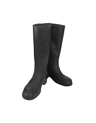 Image showing Black rubber boots isolated on white