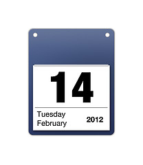 Image showing calendar icon for valentines day on 14th February