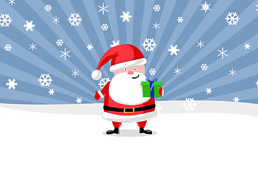 Image showing Santa ouside with a present