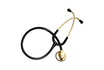 Image showing Black medical stethoscope isolated on white