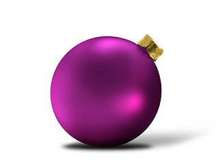 Image showing glittering purple christmas bauble over white