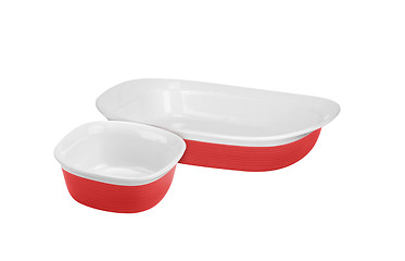 Image showing Red dishes isolated on white