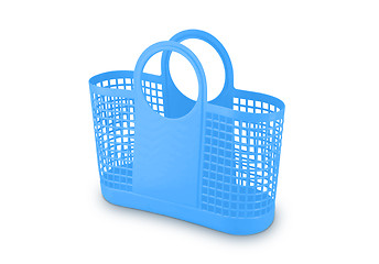 Image showing Blue plastic basket on white background