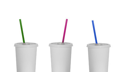 Image showing White plastic fastfood cups