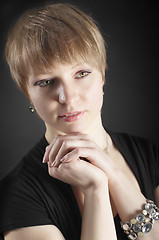 Image showing Teen girl portrait, over gray background