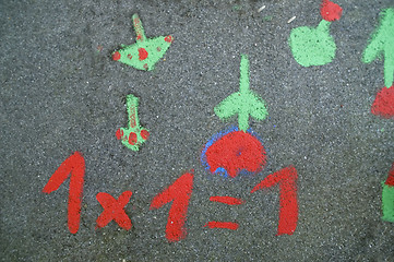 Image showing Childrens pavement art