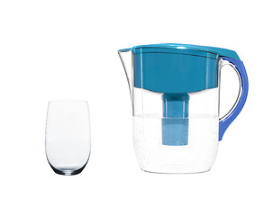 Image showing water filter with glass isolated on white