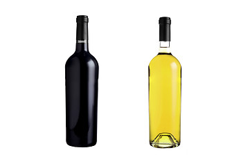Image showing Red and white wine bottles isolated