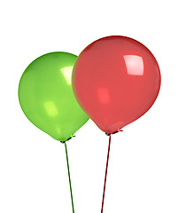 Image showing Red and green balloons isolated on white