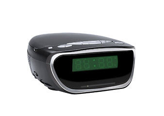 Image showing Digital alarm clock radio isolated