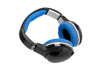 Image showing blue headphones ready to be plugged into a stereo