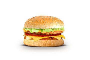Image showing Cheeseburger on a white background
