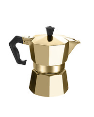 Image showing golden coffee maker close up