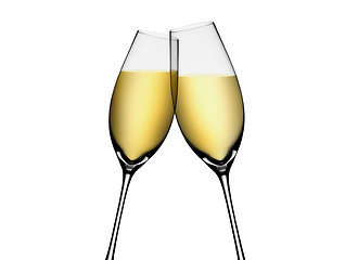 Image showing Two glasses of champagne. Isolated on white background