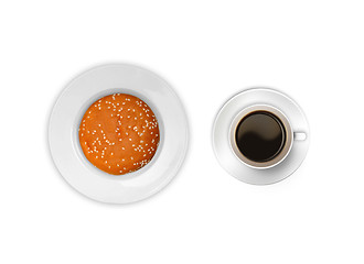 Image showing Coffee with bun