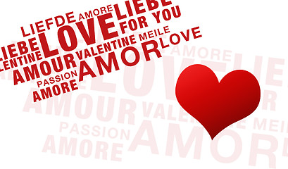 Image showing Words for valentines day on white with heart