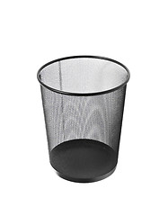Image showing Empty black iron trash bin isolated