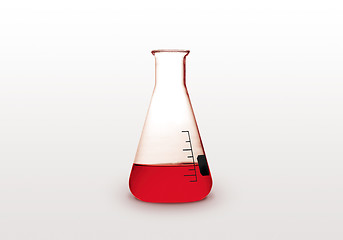 Image showing Triangle retort with red liquid on white background