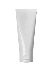 Image showing White cosmetic tube with cream isolated on white background