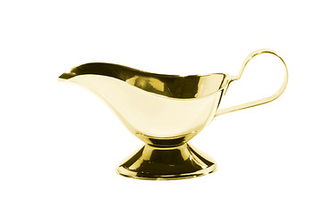 Image showing Old-fashioned antique precious golden sauce boat