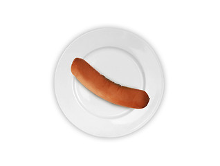 Image showing sausage on a plate on a white background