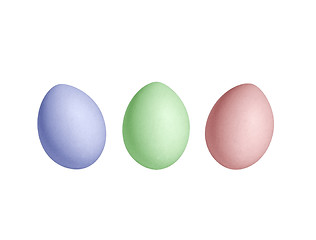 Image showing Colored eggs on a white background