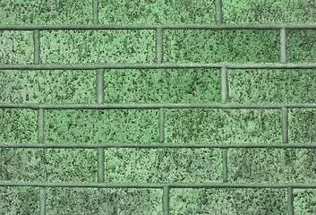 Image showing Green brick wall