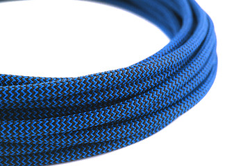 Image showing Closeup of blue rope on white background